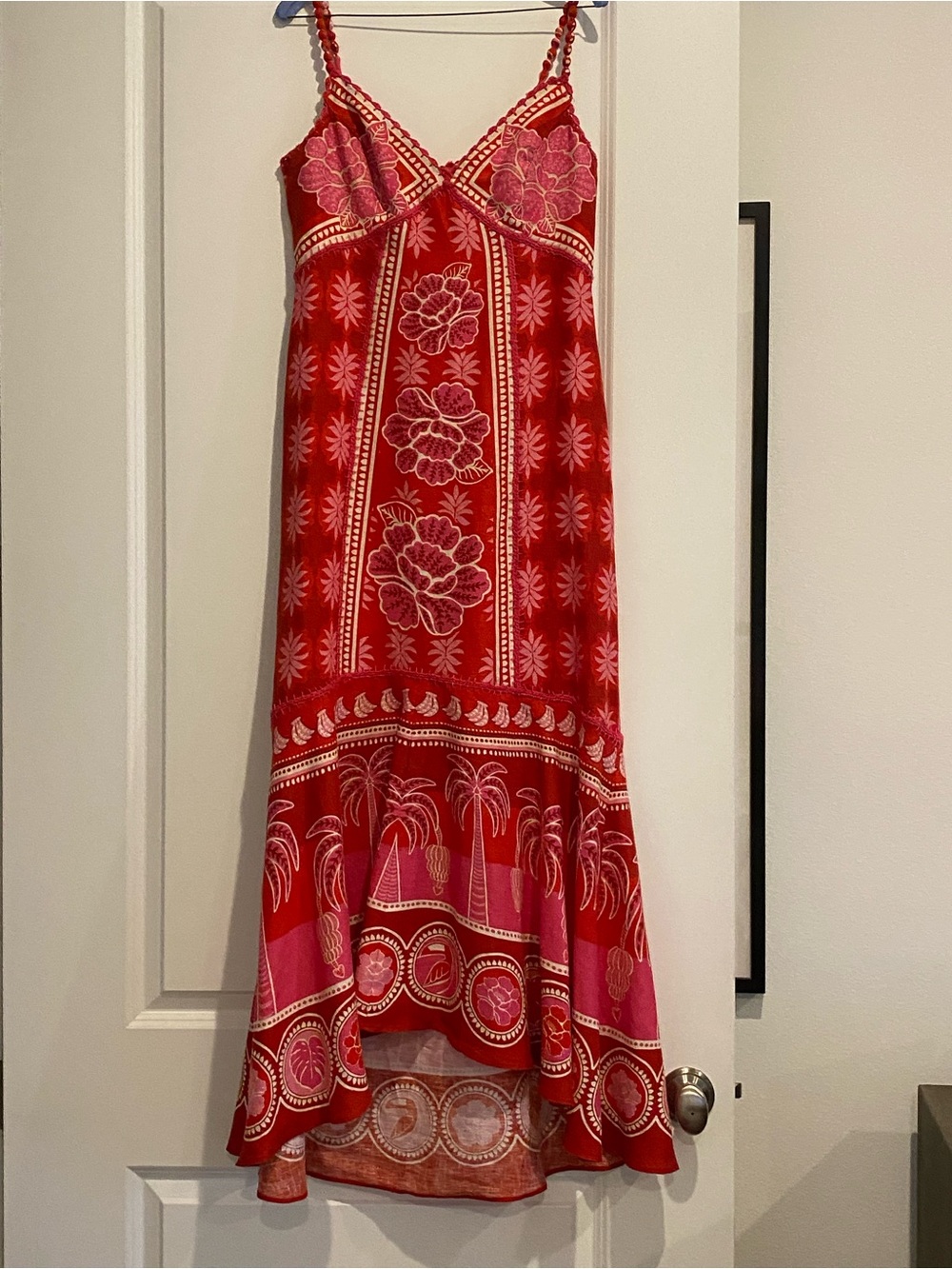 FARM Rio Red and Pink Floral Maxi Slip Dress